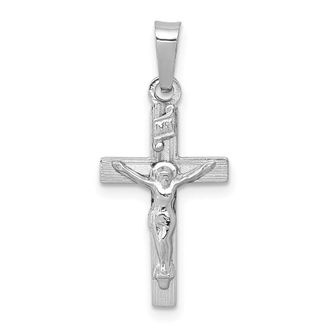 Diamond2Deal 14k White Gold INRI Crucifix Charm Pendant