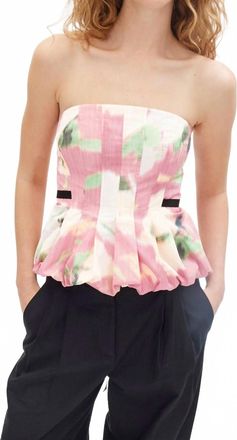 Tanya Taylor Farah Strapless Top In Punch Pink