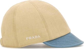 Prada Hat Canvas Colorblock Baseball Cap - Beige