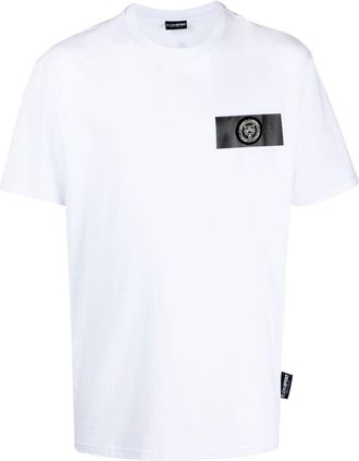 Plein Sport logo-patch short-sleeved T-shirt - men - Cotton/Polyester/Polyurethane/Spandex/Elastane - XXXL - White