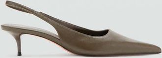 Mango Scarpa tacco pelle punta kaki - Donna - 35 - MANGO
