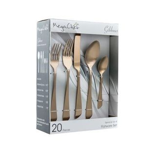 MegaChef Gibbous 20 Piece Flatware Utensil Set, Stainless Steel Silverware Metal Service for 4 in Rose Gold Matte at Nordstrom