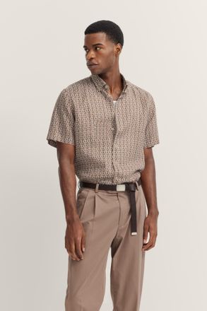 Bugatti Kurzarmhemd BUGATTI, Herren, Gr. XXL, Normalgr&ouml;ssen, braun (70, cognac), 100% Leinen, gepunktet, normal, Hemden Kurzarmhemd, aus Leinen