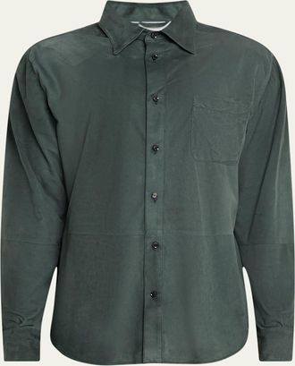 Enrico Mandelli Mens Suede Button-Front Shirt