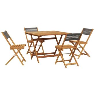 vidaXL Set De Comedor Jard&iacute;n 5 Pzas Polipropileno Madera Maciza Gris Vidaxl