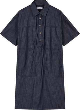 STUDIO TOMBOY Denim midi-jurk met opgestikte zakken - Blauw