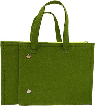Generic JBJYGSG Felt Storage Bag With Snap Button Felt Storage Bag Multi-compartments Portable File Folder Tote With Handle Reusable Large Capacity(Green)