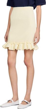 Sandro Knitted skirt with ruffle in Light Yellow at Nordstrom, Size 36 Eu