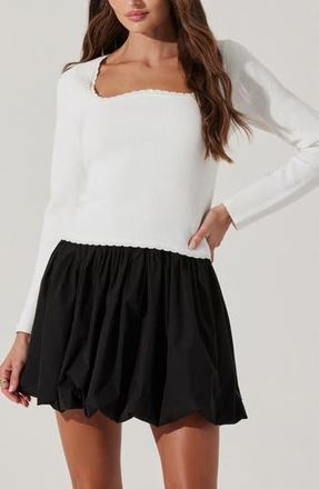 ASTR the Label Scallop Trim Rib Top in White at Nordstrom Rack, Size X-Large