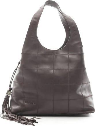 Chanel Borsa a spalla con cuciture a contrasto - Marrone