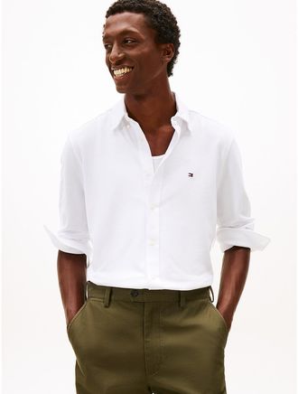 Tommy Hilfiger Mens Regular Fit Lightweight Pique Knit Shirt - White - XL