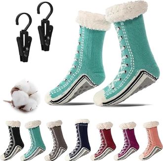 Generic Ultra-Thick Cute Slipper Home Socks-2026 New Ultra Tthick Cashmere Slipper Socks with Grips for Women (Lake Blue)