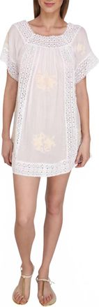 Florabella Eze Short Sleeve Mini Dress In White