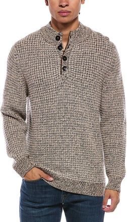 N.Peal N. PEAL Beauchamp Marl Half Button 100% Cashmere Mock Neck Sweater