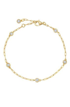 Crislu Aura Cubic Zirconia Station Bracelet in 18Kyg/Clear Stone at Nordstrom, Size Medium