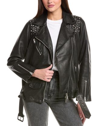 AllSaints Allsaints Billie Leather Embellished Biker Jacket