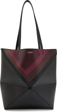 Loewe Puzzle Fold Medium Leather Tote - Black - One Size