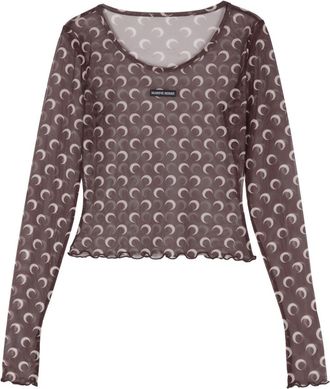 Marine Serre Second Skin Moon-Print Top - Womens - Elastane/Polyester