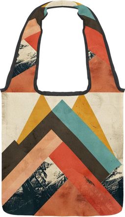 Generic Art Colorful Triangle Reversible Canvas Shoulder Tote - Double-Sided Print, 12oz Cotton, 27cm Drop, Fold-Flat Bag for Travel, Shopping, Street Outings