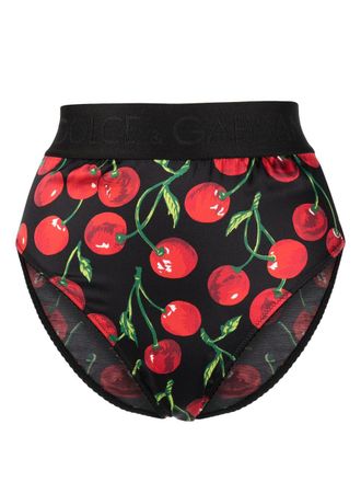 Dolce & Gabbana cherry-print high-waist briefs - Black