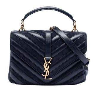 Saint Laurent Pre-owned Handbags, female, Blue, Size: ONE SIZE Pre-owned The College Satchel