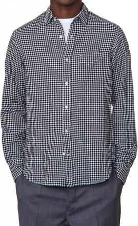 Officine G&eacute;n&eacute;rale Lipp Italian Silk Exclusive Print Shirt In Black Ecru