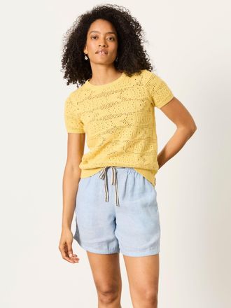 Fat Face FatFace Yellow Sardine Knitted Pattern Top