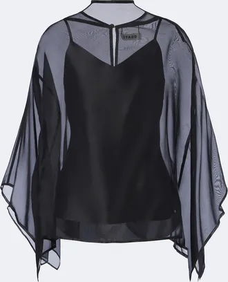 Staud Top Fia de organza de seda drapeado