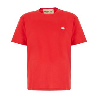 Valentino Garavani Tops, Heren, Rood, XL, Katoen, Vlogo Signature T-Shirt
