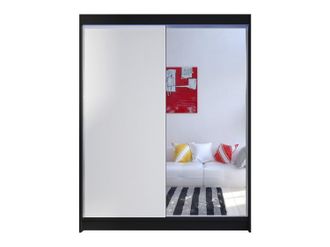Mirjan24 Armario Closico Vastor I, Negro + Blanco, 200x150x58cm, Puertas De Armario: Correderas, N&uacute;mero De Estantes: 5, Led