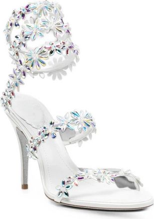 Rene Caovilla Chandelier Sandalen - Dames - Sandalen met hakken - Wit - 38 EU - Leer - Schoenen