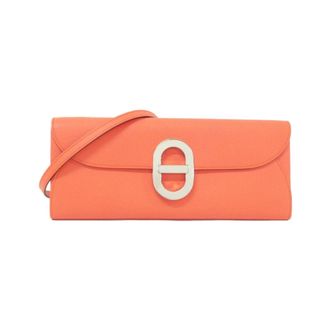 Herm&egrave;s Pink Red Orange Epsom Leather Chain/Shoulder Wallet (Pre-Owned)