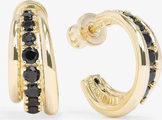 Melinda Maria Womens Oh She Fancy Smooth And Diamond Hoops Earrings In Gold