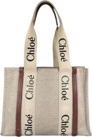 Chlo&eacute; Pre-owned Tote Bags, female, Beige, Size: ONE SIZE Pre-owned Linen Shoulder Bag