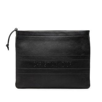 Dior Tweedehands Logo Geperforeerde Leren Clutch
