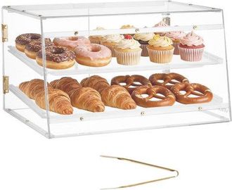 OEM Vitrina De Exhibici&oacute;n De Panader&iacute;a 2 Niveles, Vitrina De Acr&iacute;lica Transparente Para Panader&iacute;a 52,6 X 40 X 30,5 Cm, Con Puerta Trasera, Escaparate Para
