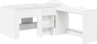vidaXL Cama Alta Para Ni&ntilde;os Con Escritorio 2 Uds. Blanco Vidaxl