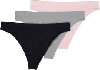 BraBar/Boutique Comfy Undies - Hi-Leg Thong in Black/natural Grey/pink at Nordstrom, Size Large