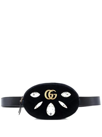 Gucci GG Marmont Embellished Matelasse Velvet belt bag - Nero