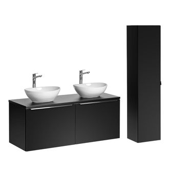 Petits Meubles Conjunto mueble lavabo doble 120cm tableros laminados y mdf negro