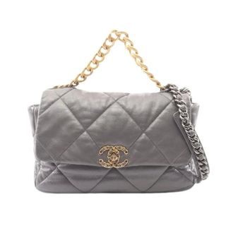 Chanel Pre-owned 19 Matelasse Leren 2way Schoudertas - Dames - Pre-owned - Grijs - Maat: ONE Size Leer