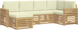 vidaXL Conjunto De Sof&aacute;s De Exterior 6 Uds. Blanco Y Crema Poli&eacute;ster Vidaxl
