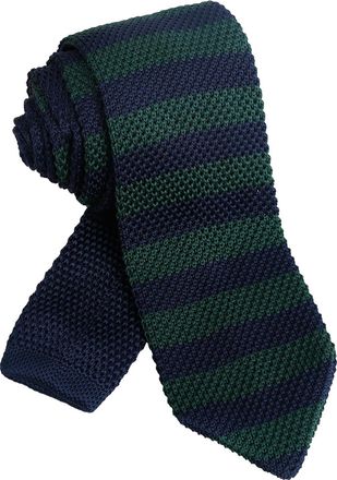 Alizeal Mens Vintage Multi-colored Casual Knitted Neckties, Navy+Green Stripe