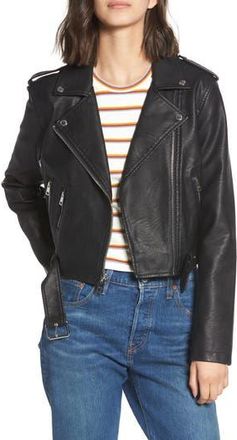 Levi's Faux Leather Fashion Belted Moto Jacket in Black at Nordstrom Rack, Size X-Large