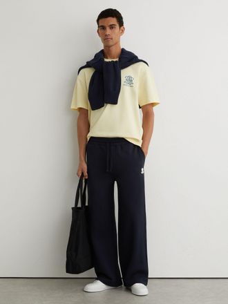 Reiss Navy Monogram-embroidered Relaxed Joggers, Xxl