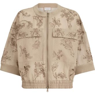 Brunello Cucinelli Outerwear with dazzling broderie anglaise in Espresso at Nordstrom, Size 44 It