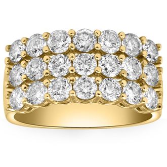 Pompeii3 3 Ct Diamond Three Row Womens Wedding Anniversary Ring in White or Yellow Gold
