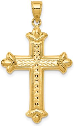 Diamond2Deal 14k Yellow Gold Reversible Diamond-cut Cross Pendant