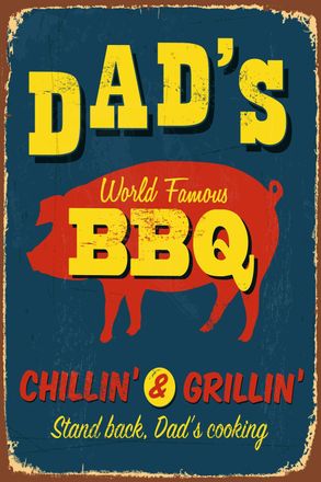 Queence Metallbild »DADS BBQ« Getränke Schriftzug Schriftzüge Sprüche Sprüche & Texte Tiere Stahlschild, Blechschild, Sprüche, Texte, witzig, Bier, Grill