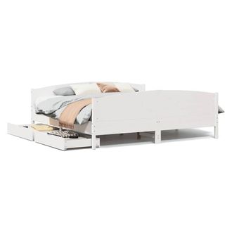 Berkfield Home Bed Frame without Mattress White 180x200 cm Super King Solid Wood Pine